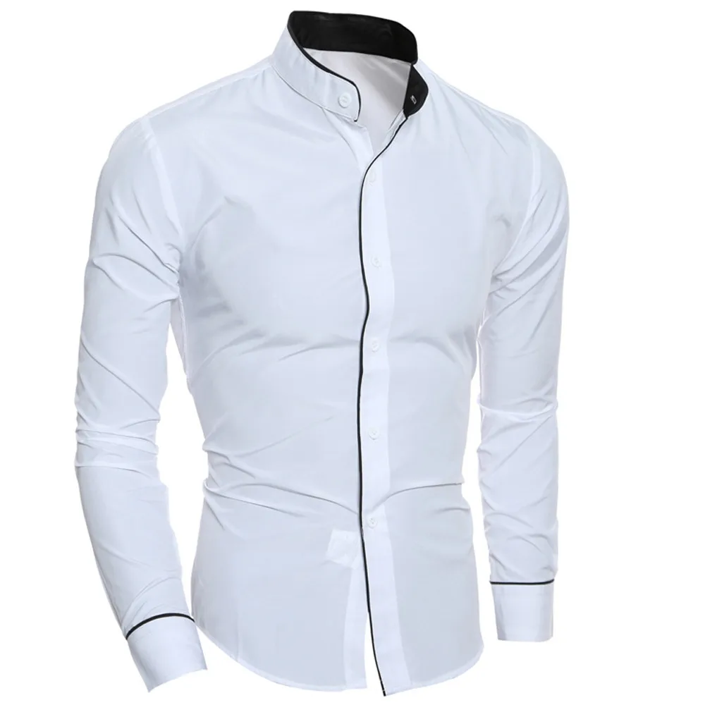 Мужская повседневная приталенная рубашка WOMAIL однотонная однобортная с длинными