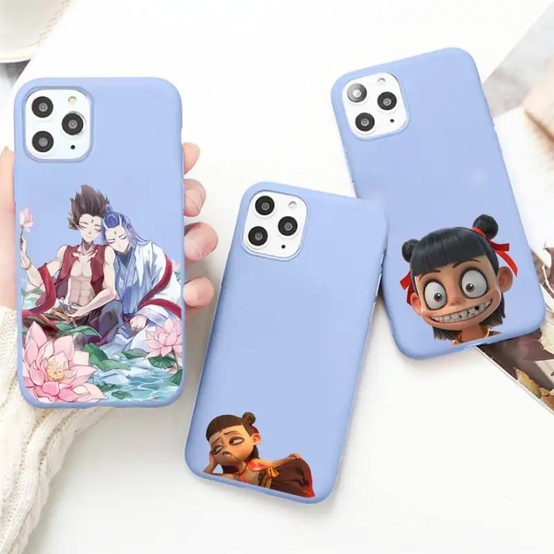 

ne zha chinese Fairy tale cartoon Phone Case Candy Color for iPhone 6 7 8 11 12 s mini pro X XS XR MAX Plus