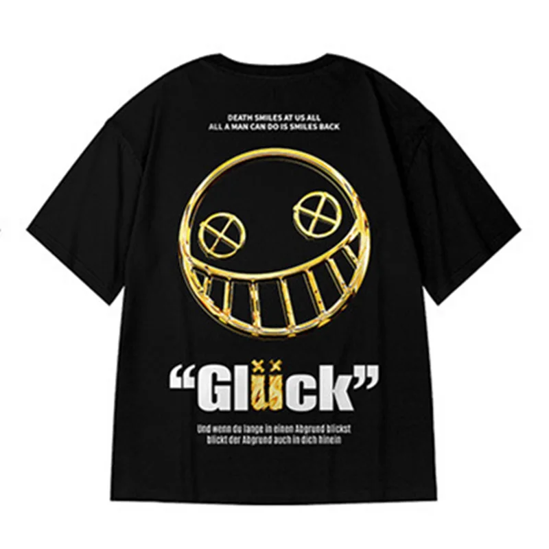 

New New Brand Short-sleeved Men's Printed T-shirt Summer Hip-hop T-shirt Hip-hop Ins Couple Printing Extra Large T-shirt