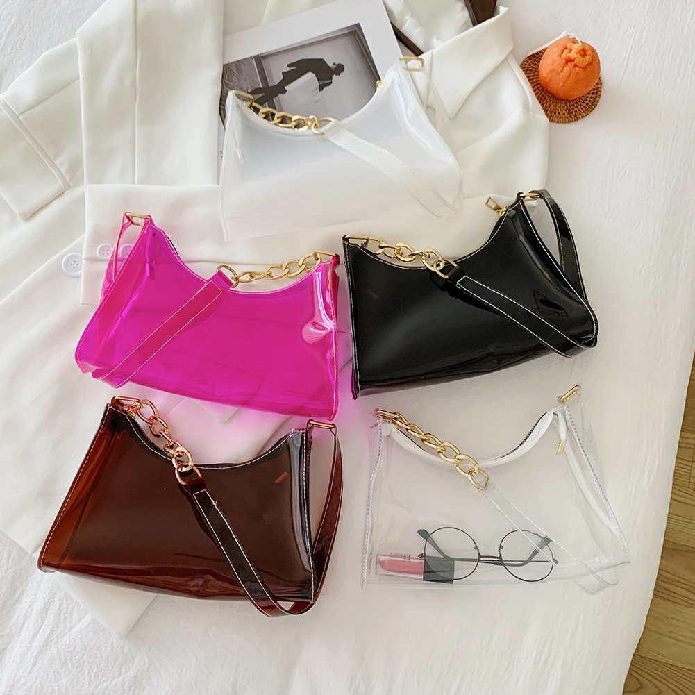 

Модная женская сумка, прозрачная цепочка, маленькие сумки на плечо для женщин, повседневные женские роскошные дизайнерские сумки