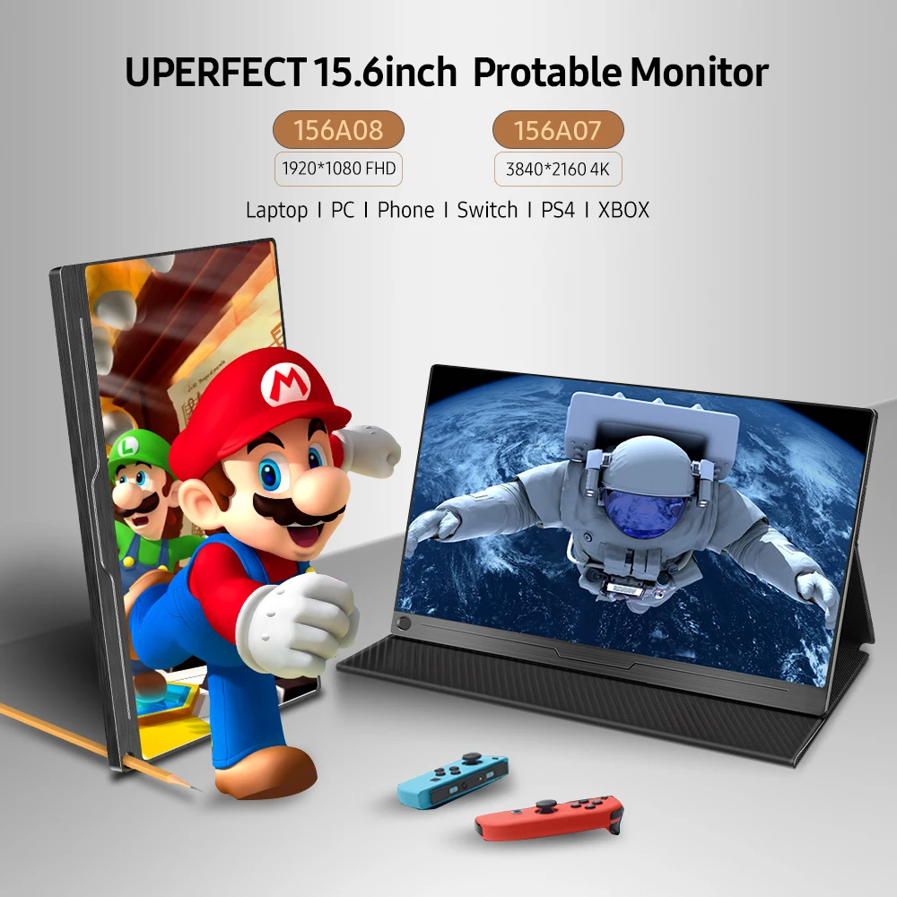 구매 UPERFECT-15.6 4K USB C타입 IPS 스크린 휴대용 모니터 Ps4 스위치, 엑스박스 화웨이 샤오미 전화 게임 노트북 LCD 디스플레이