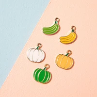 10pcs enamel pumpkin banana charms pendant for jewerly diy making bracelet women earrings necklace accessories findings craft
