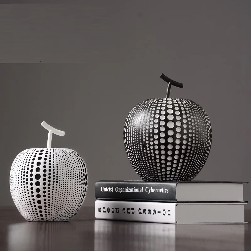 Нордическая волновая статуя яблока черная/белая Статуэтка Художественная