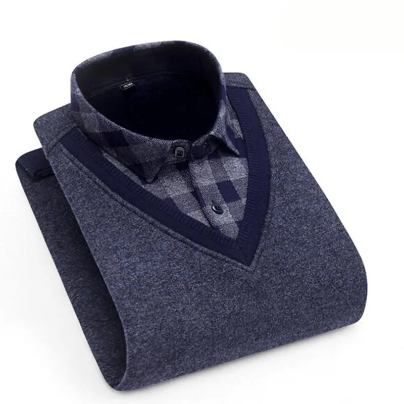 Мужские модные пуловеры с отложным воротником и длинными рукавами дышащие