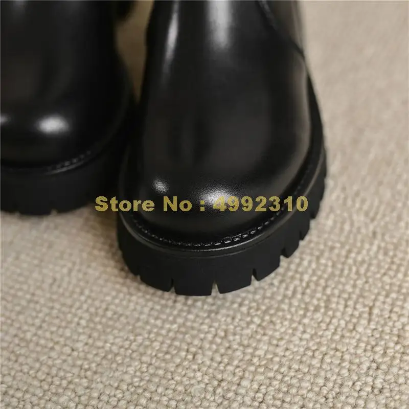 

Female Genuine Leather Boots Fashion Zip Buckle Platform Chunky Heels Ankle Boots Women Party Office Shoes