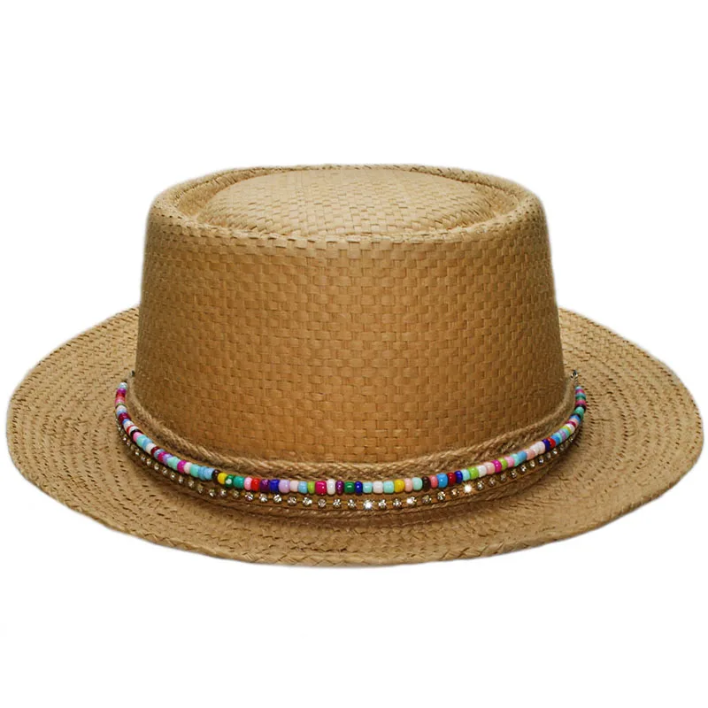 Шляпа от солнца из рафии для мужчин и женщин плетеная пляжная Панама с