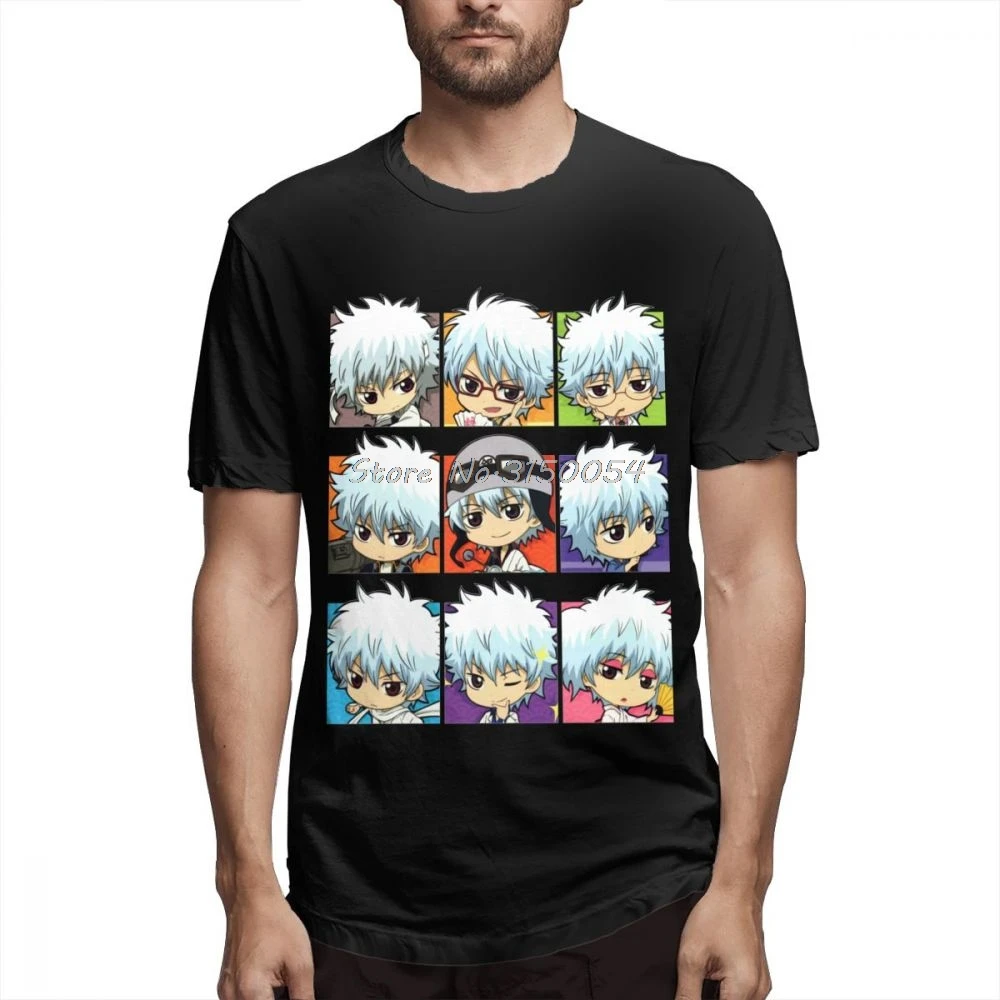 Футболка мужская хлопковая с круглым вырезом ретро Gintama Chibi Gintoki рубашка в стиле