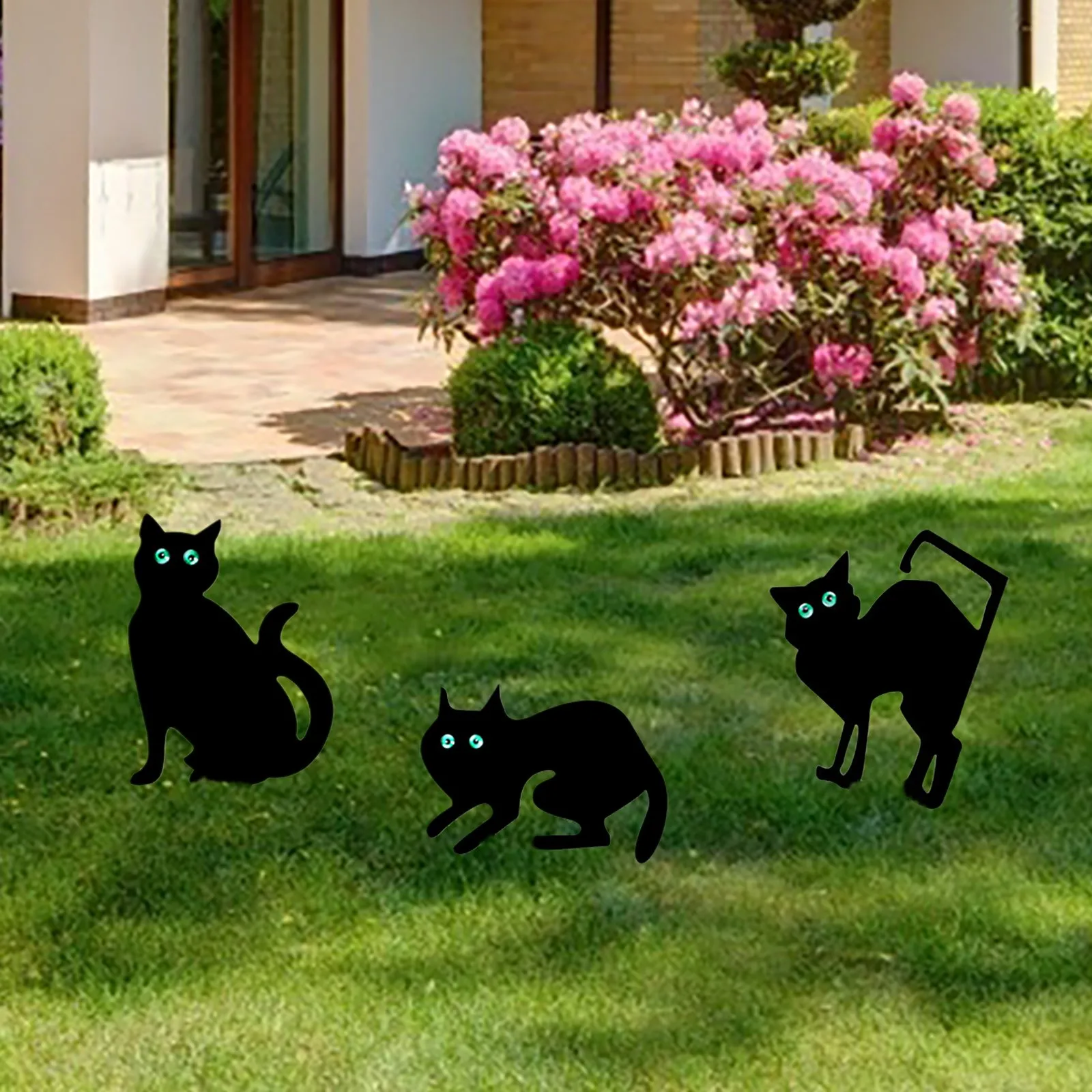 

3pc Garden Decoration Outdoor Cat Garden Sculpture Acrylic Yard Art Cat Lawn Decoration Realistic Garden Waterproof Ornaments D8