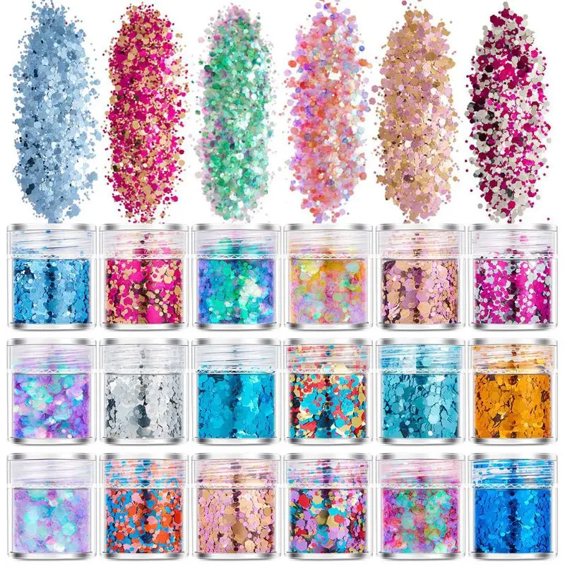 

18 Bottles Nail Art Sequins Shinning Filling Flash Glitter Powder UV Epoxy Resin Pigment Dust Manicure DIY Finger Beauty Decor
