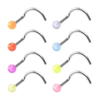 510pcs glow nose ring stainless steel nostril screw luminous nose piercing acrylic nariz stud for man women body jewelry 20g