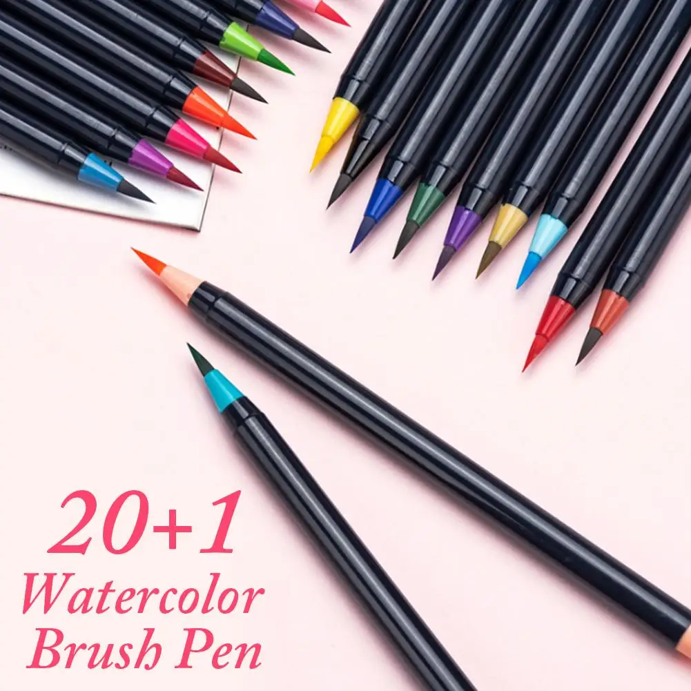 

Watercolor Brush Pen Set 20/24/48 Color Portable Nontoxic Soft Nylon Pen Tip With One Pen For Calligraphy Painting