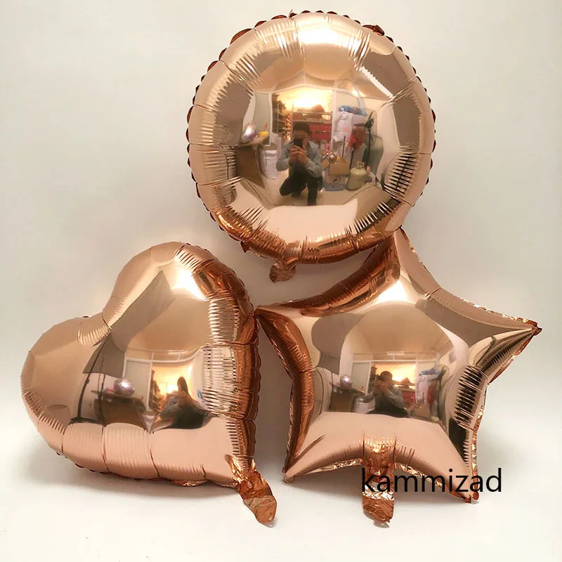 

5 шт. круглые воздушные шары из алюминиевой фольги в форме сердца розового золота для свадьбы, дня рождения, вечеринки, украшения для детског...