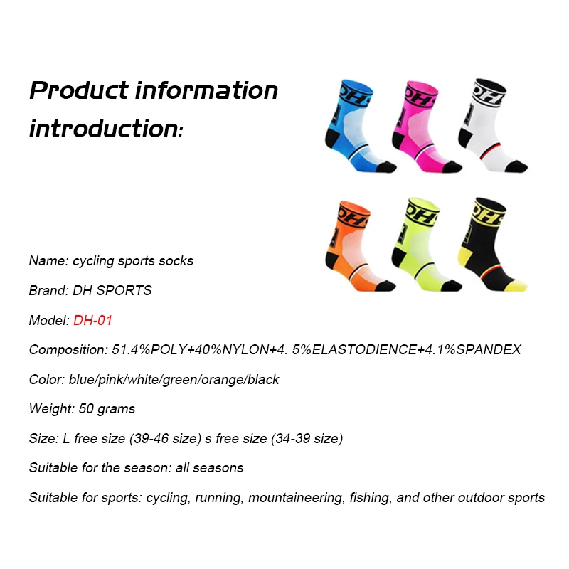 

DH Sports New Cycling Socks Top Quality Professional Brand Sport Socks Breathable Bicycle Sock Outdoor Racing