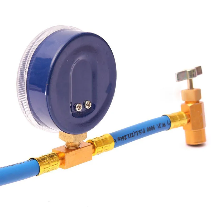 

R134A Car AC Air Conditioning Refrigerant Recharge Hose Can Tap+Gauge