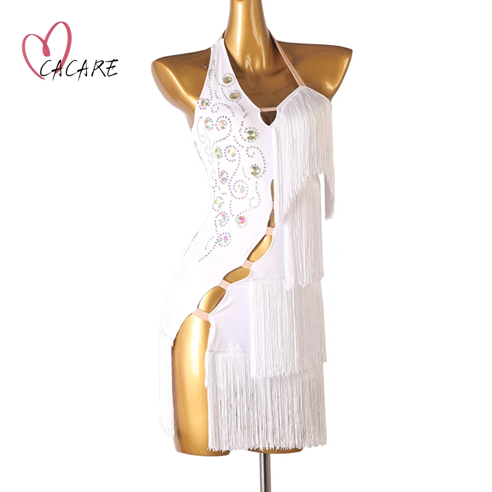 Женское платье для латиноамериканских танцев блестящее с открытой спиной и