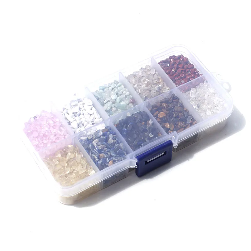

1 Box 10 Kinds Natural Crystal Gravels Rectangle Box For Gift Or Home Decoration