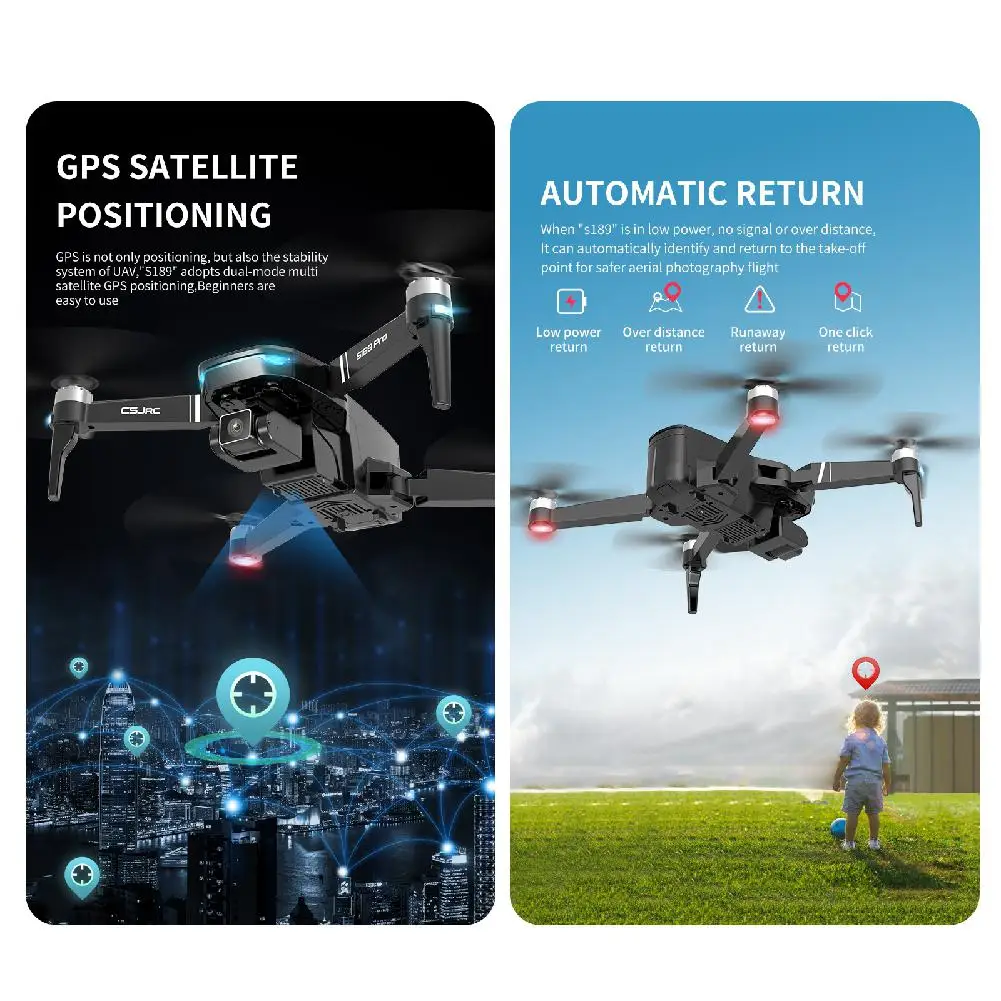 S189 Pro Rc Drone 4k Gps 5g Wifi Vision Positioning Flight 30 Minutes Distance 1km Quadcopter With Brushless Motor | Игрушки и хобби