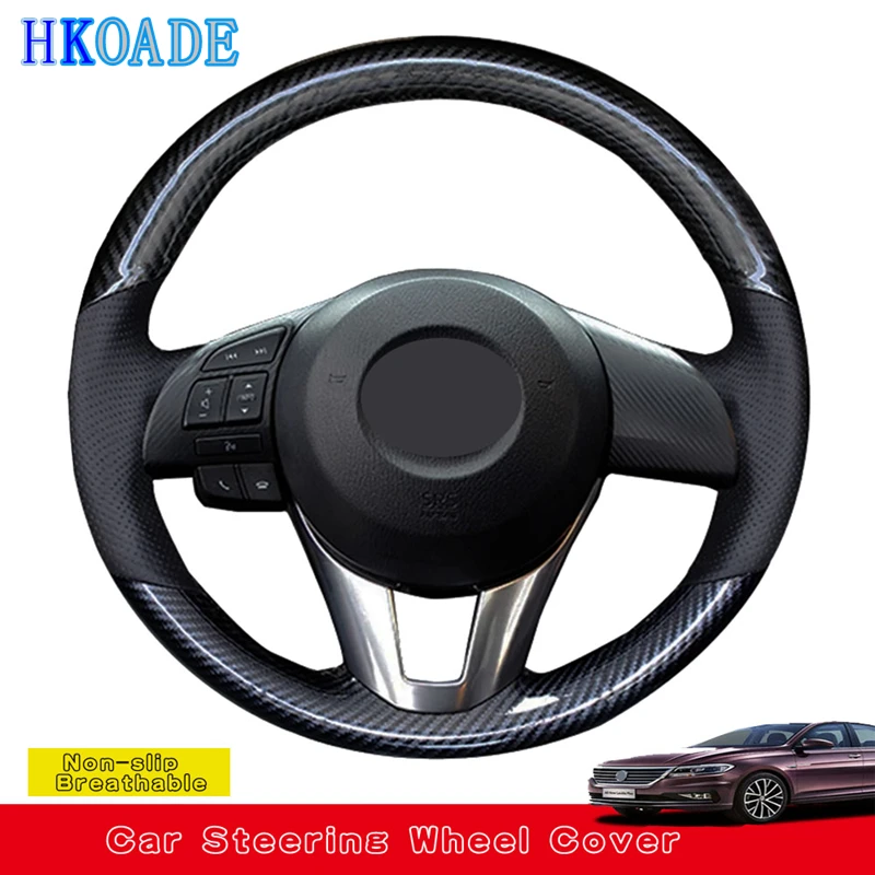 

Customize DIY Carbon Fiber Leather Car Steering Wheel Cover For Mazda CX-5 CX5 Atenza 2014 New Mazda 3 CX-3 2016 Car Interior