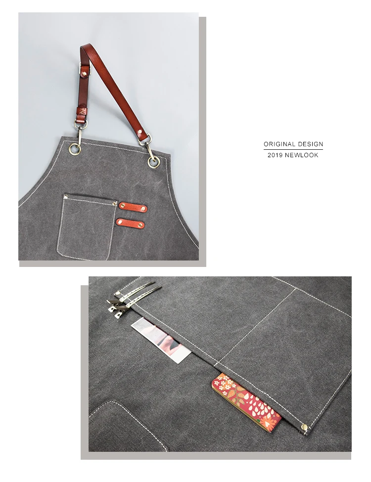 

canvas apron leather custom baked oil manicure milk tea coffee flower shop kitchen fashion workwear men and women