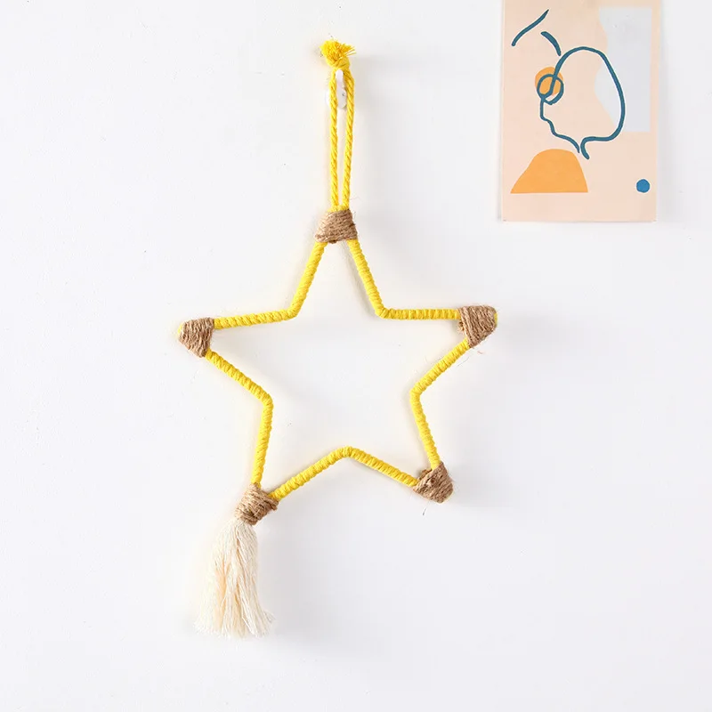 

Nodic Wall Hanging Moon Star Dreamcatcher Wall Decor Boho Woven Knitted Tapestries Home Decor Wall Tapestry