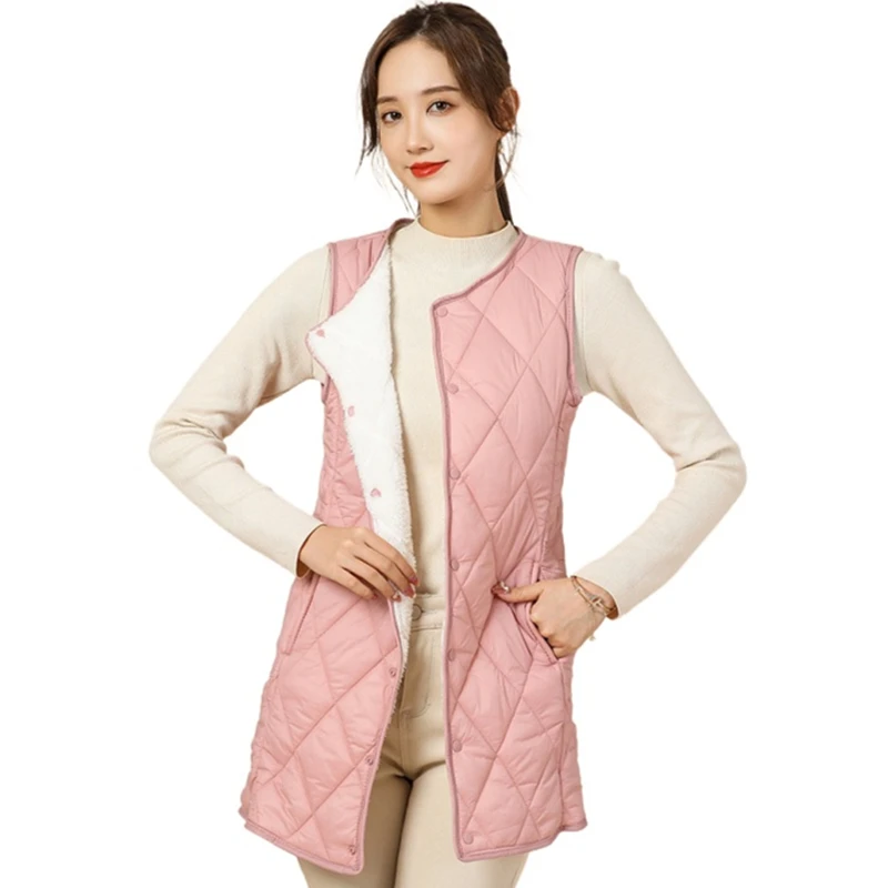 

Новинка 2021, Женский Длинный жилет, длинная куртка без рукавов, однотонный длинный пуховик, женский жилет, зимний жилет, пальто из хлопка