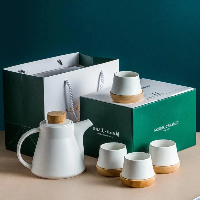 

Ceramic Tea Set Gift Box Set Household Porcelain Teapot Tea Cup European-style Afternoon Tea One Cup Four Cups Give Gifts
