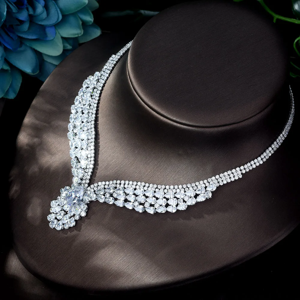 HIBRIDE новинка очаровательный Свадебный комплект ювелирных изделий 4 шт. ожерелье