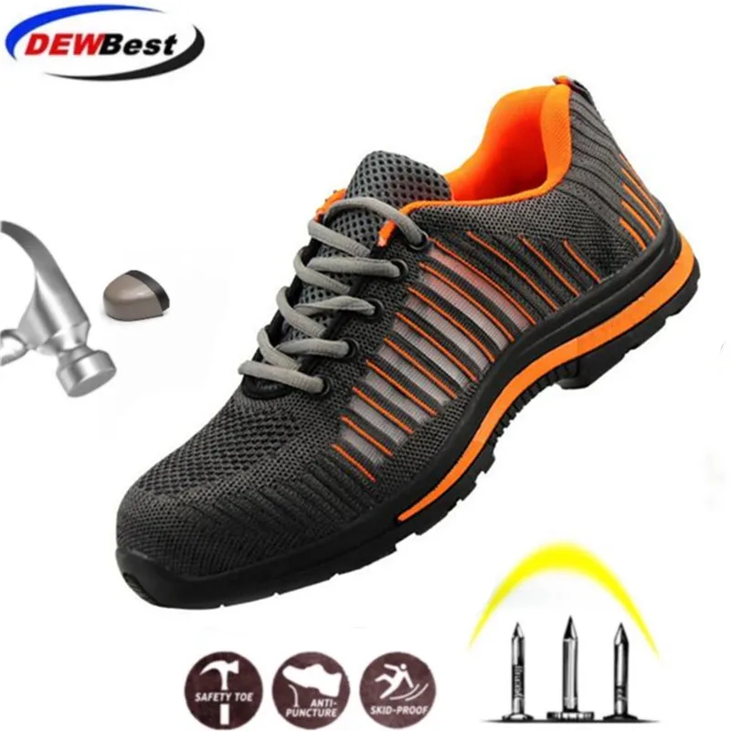 safety shoes Строительные мужские уличные рабочие ботинки размера плюс со стальным носком; мужские камуфляжные ботинки с защитой от проколов; дышащая обувь - Цвет: safety shoes