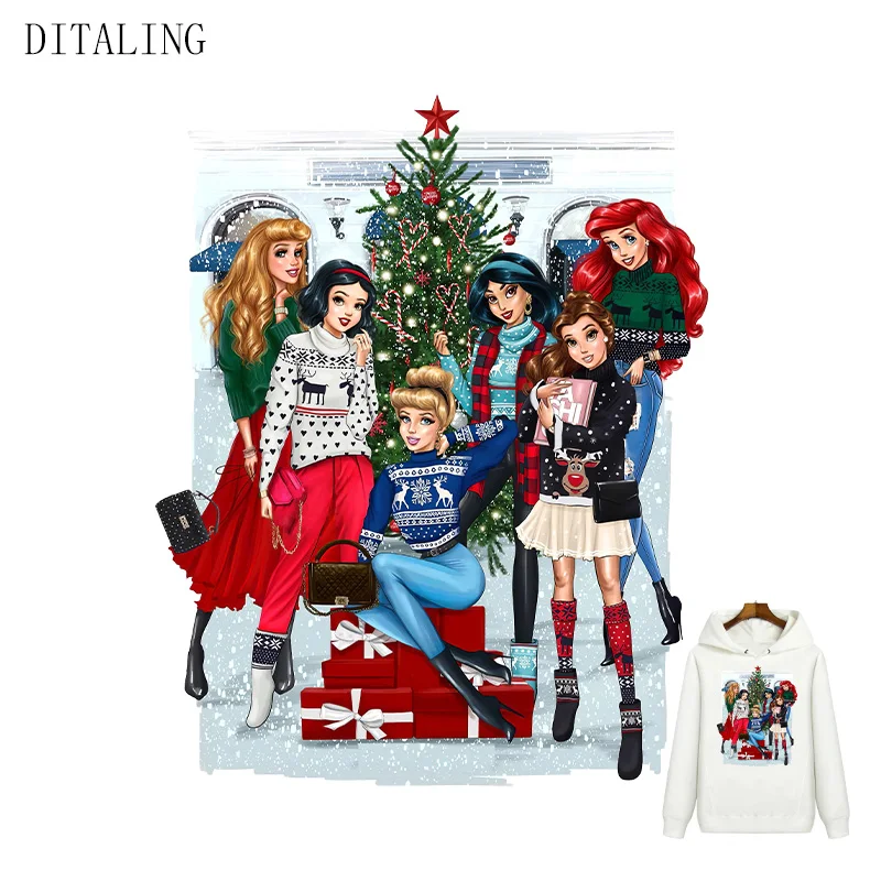 Заплатка с принцессой Рождественская термонаклейка для зимнего пальто модная