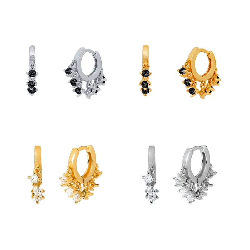 

925 Silver Ear Buckle Chain Coin Pendant Stud Earrings for Women Simple Gold Silver Color Earrings Trendy Fashion Jewelry Gift