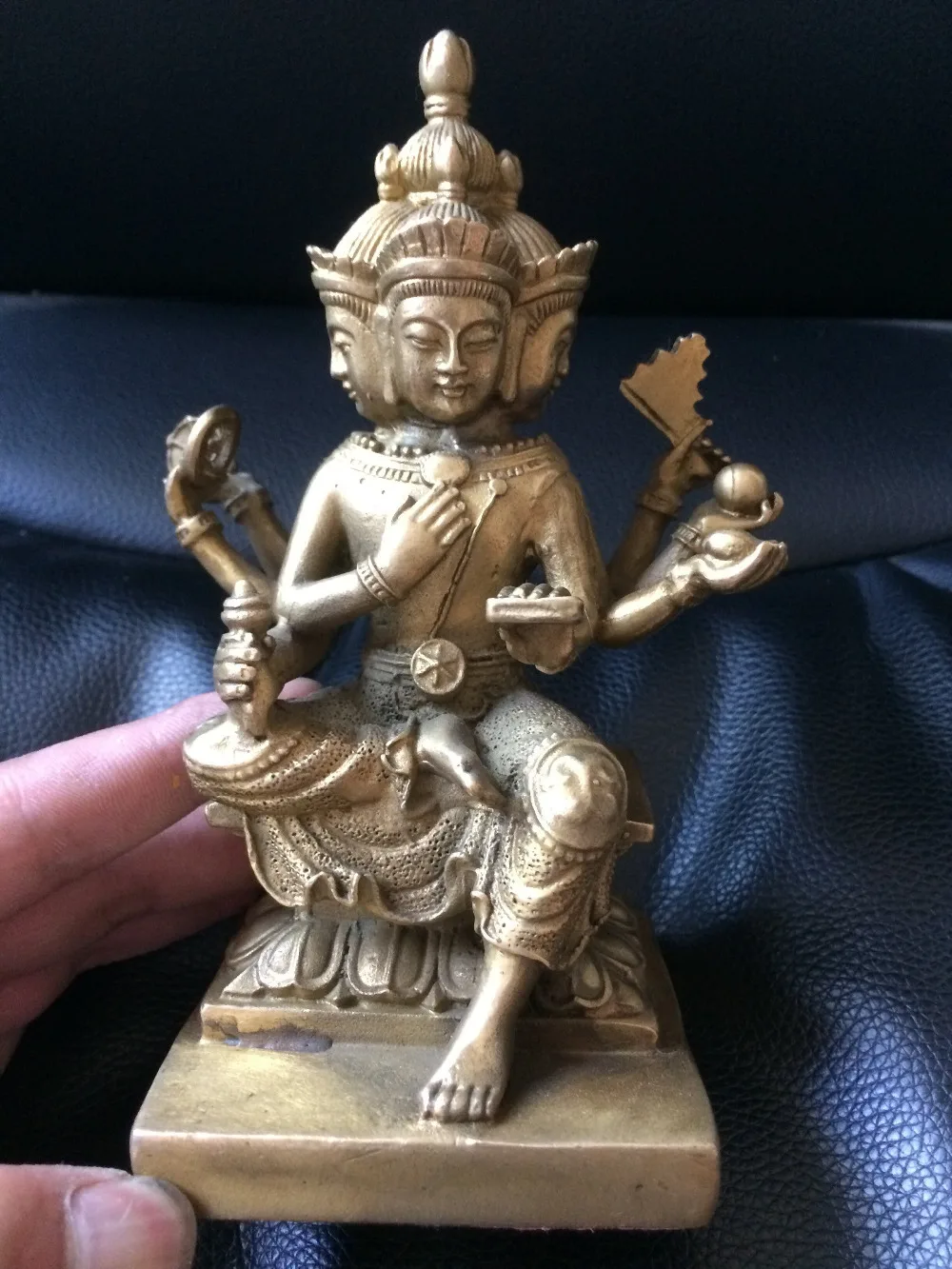

Tibetan Buddhism 4 Face Amitayus longevity God Goddess copper Buddha Statue metal handicraft home decoration