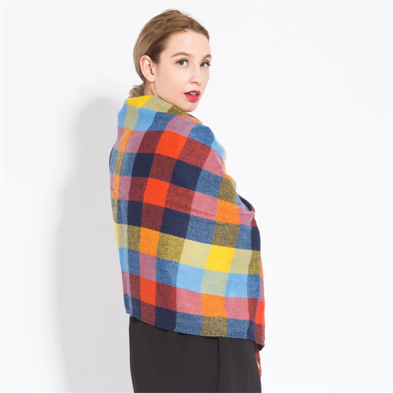 Fashion Women's Winter Stole Plaid Scarves ladies Cashmere Scarf long wool pashmina femme foulard female winter neck scarf