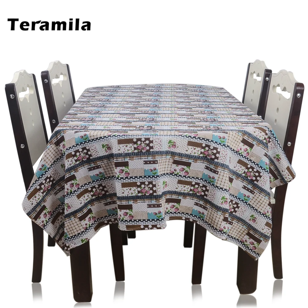 Teramila Cotton Linen Rectangular Dining Tablecloth Lace Thick Dust-proof Table Cover Round For Home Party Mantel Wedding Decor | Дом и сад