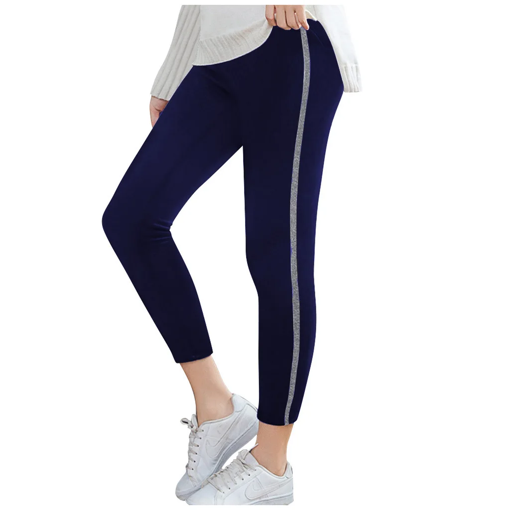 

Autumn Winter Golden Velvet Pants Women Casual Silver Striped Thick Sport Trouser Pencil Skinny Pant Blue Big Size Lady Clothes