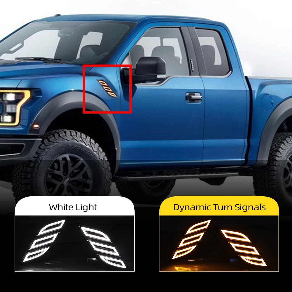 2 шт. автомобиля Fender светильник для Ford Raptor F150 2016 2017 2018 2019 Светодиодный дневной