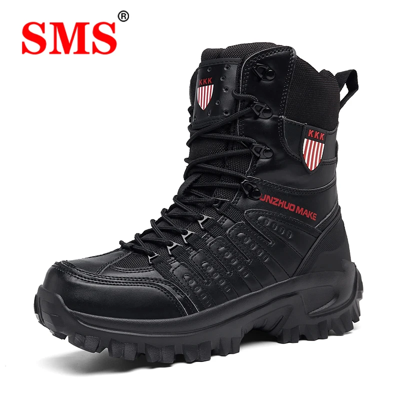

SMS New Men Climbing Shoes Military Tactical Boots Special Force Leather Waterproof Desert Combat Ankle Boot Army Work Sneakers