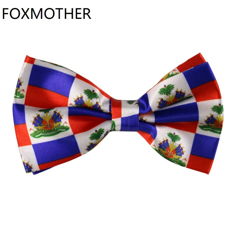 FOXMOTHER Новая мода Гаити с принтов в виде флажков галстук бабочка для мужские и