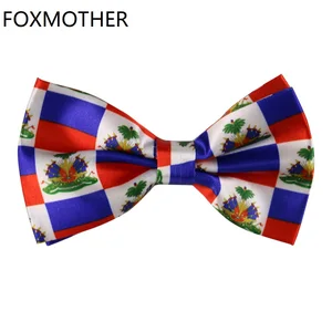 Мужскойженский галстук-бабочка FOXMOTHER, с принтом флага Гаити, для вечеринок