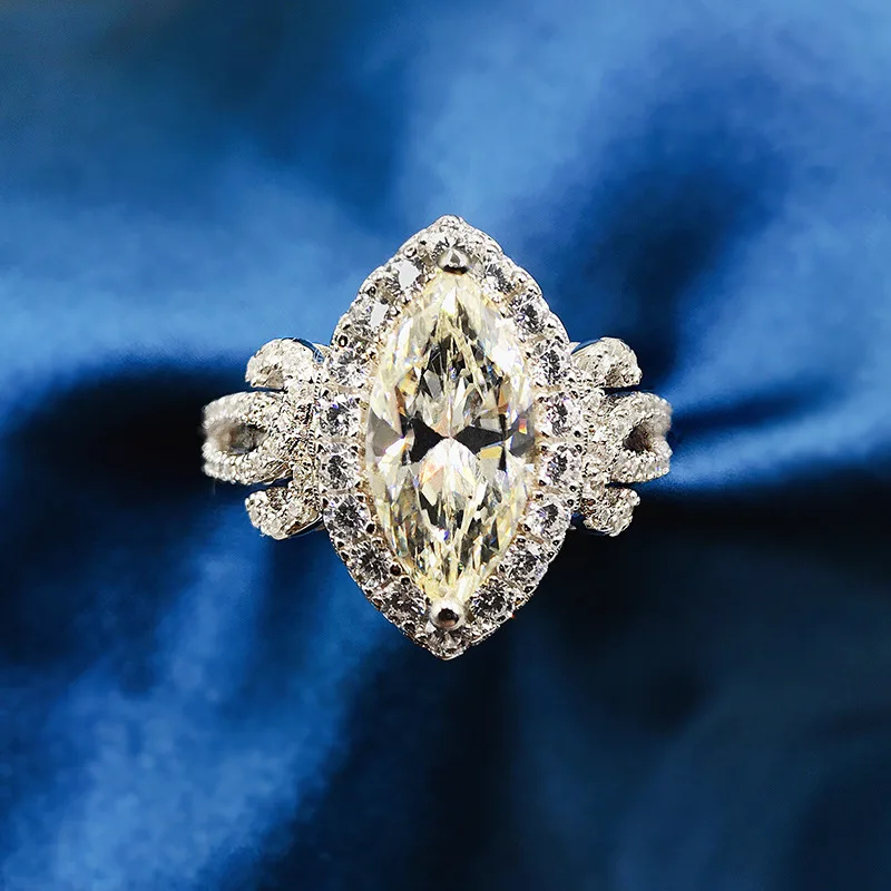 

New S925 Sterling Silver Jewelry Crown Ring Horse Eye Diamond Ring Customized Wedding Ring Jewelry Lady