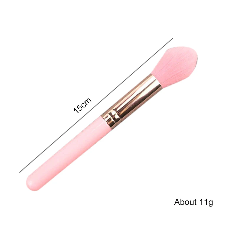 Розовая маленькая кисть для румян пластиковая ручка с эффектом пламени ОПП пакет