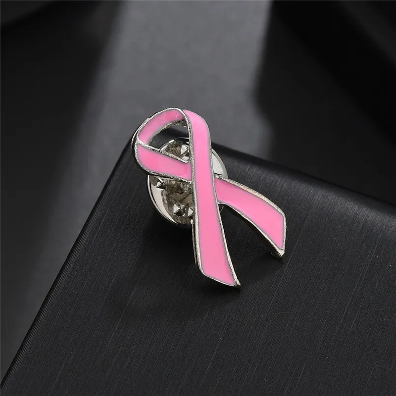 

1 PC Women Classic Pink Ribbon Brooches Pins Silver Color Lapel Button Enamel Surviving Breast Cancer Awareness Hope Lapel Badge