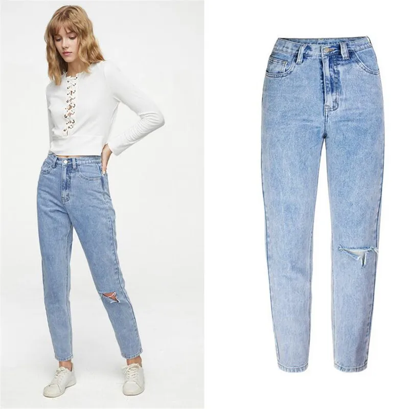 Винтажные джинсы МОМ с высокой талией из 100% хлопка женские свободные джинсовые