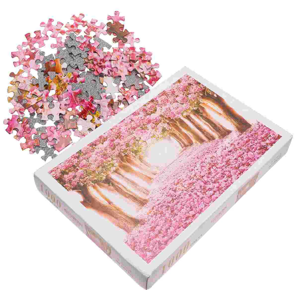 

1Pc Cherry Tree Jigsaw 1000 Pieces Cherry Blossom Jigsaw Puzzle for Fun Oil Painting Jigsaw for Adult )