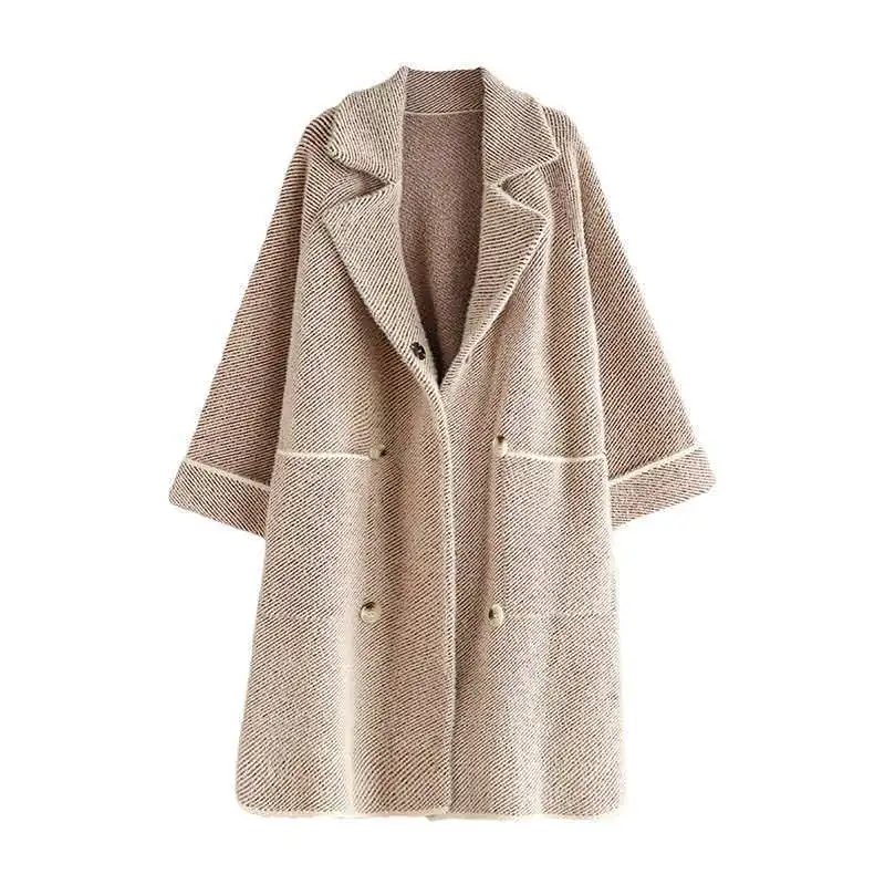 

mink imitated wool coat female han edition thickening of the 2020 season long double imitated mink wool knitting coat