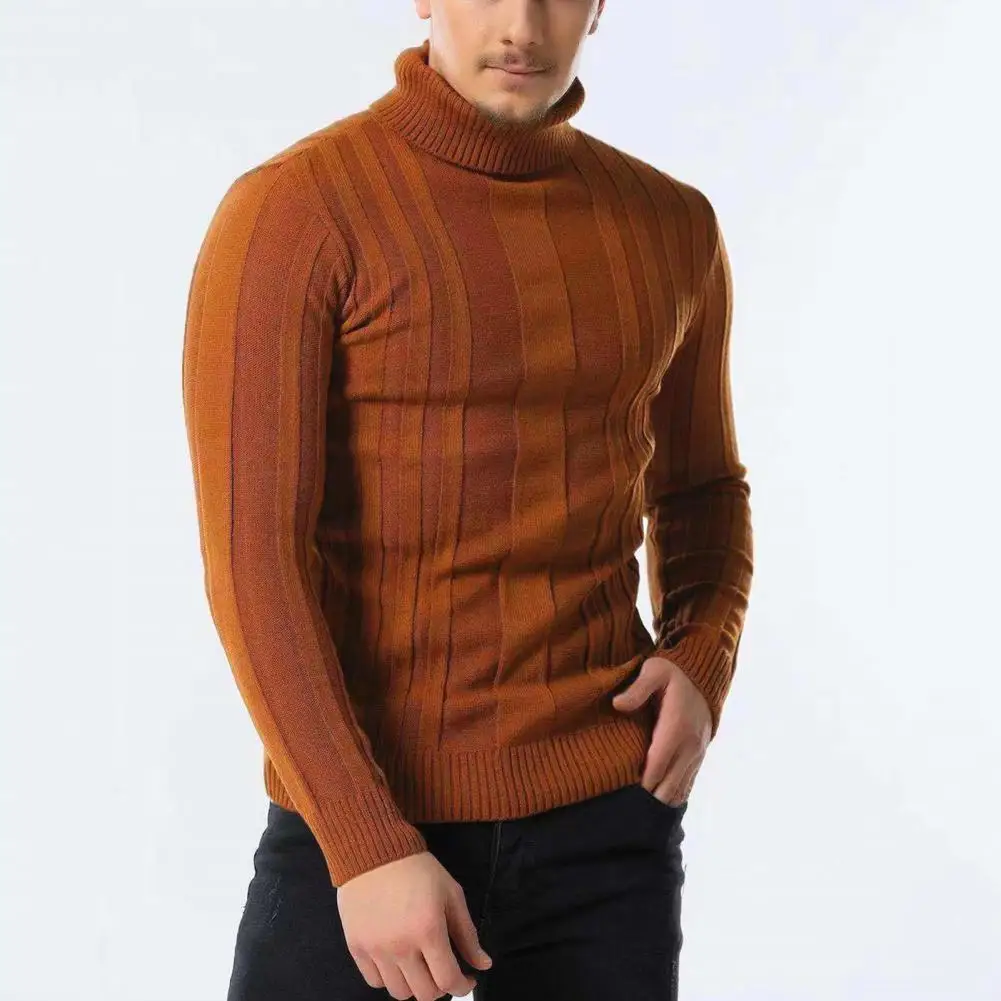 

Comfortable Useful Fall Winter Knitted Pullover Sweater Colorfast Turtleneck Sweater Stretchy for Home