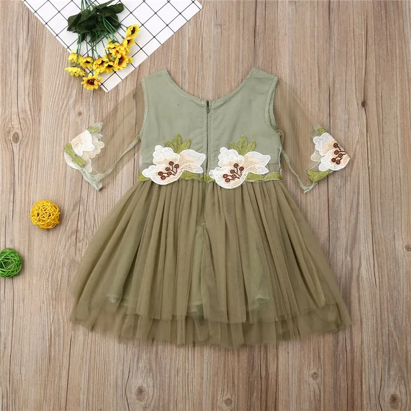 

Autumn Lace Cotton Long Sleeve Girls Dress Cute Princess Toddler Girls Flower Embroidery Dresses Kids Party Ball Gown Clothing