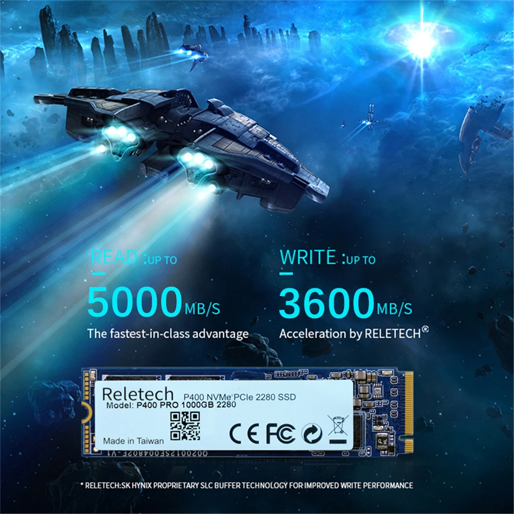 Суперскоростной твердотельный накопитель Reletech P400 PRO M.2 SSD NVMe PCIe Gen4.0 M2 1000 Гб 2000 2280 NAND