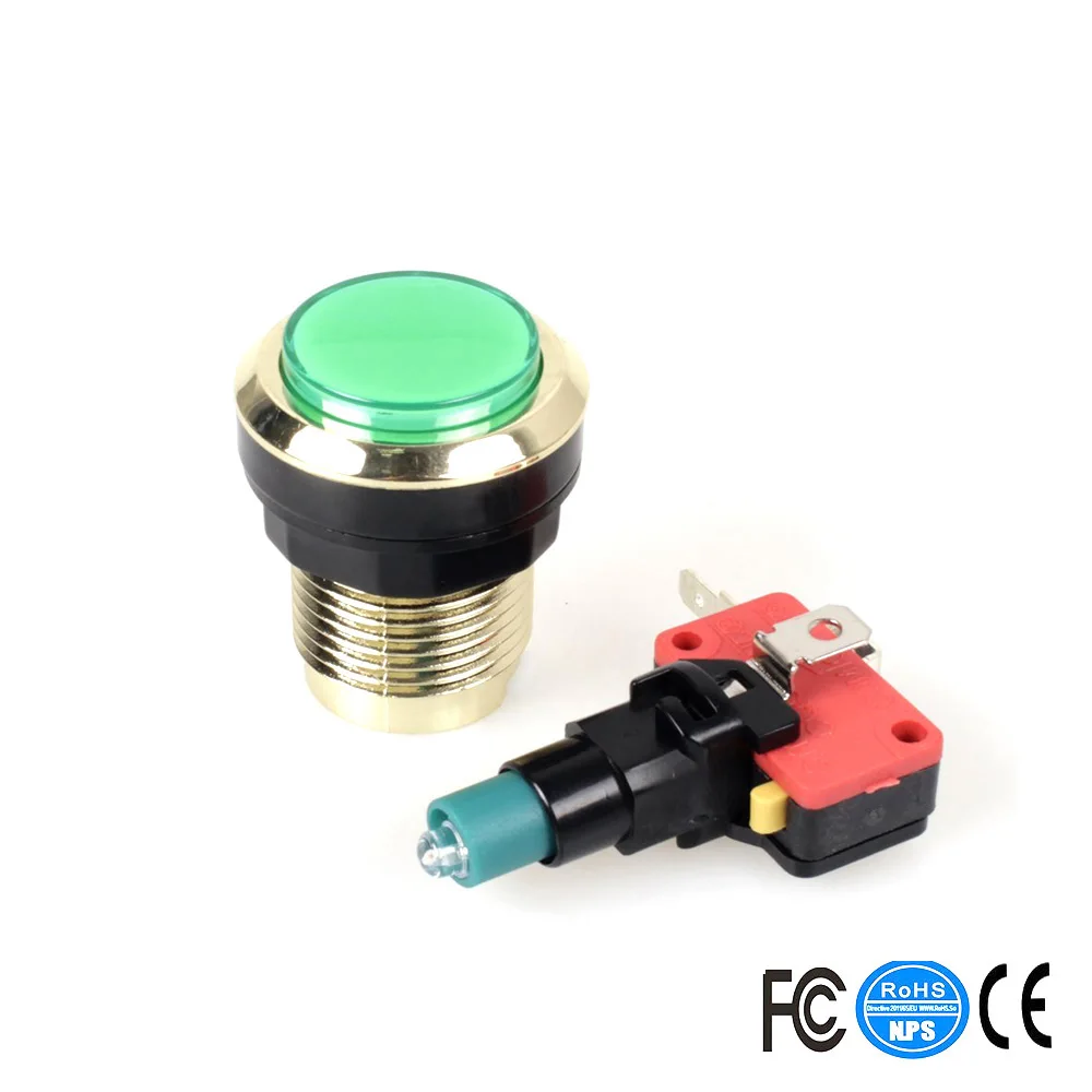 Позолоченные светодиодные кнопки для аркадных игр MAME JAMMA Raspberry Pi RetroPie & Arcade Fighting