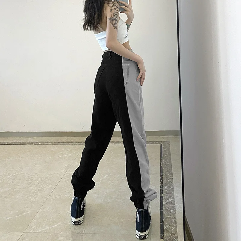 Брюки женские прямые с завышенной талией модные штаны в европейском и