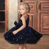 navy glitter sequin ball gown flower girl dresses princess birthday robe de demoiselle pageant first communion